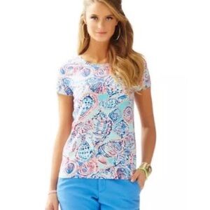 Lilly Pulitzer Karrie Shell Me About It Top XS WORN ONCE Sea Shells Shirt RARE